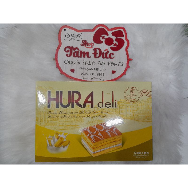 Hộp 336g bánh bông lan HURA deli  Bibica12 cái