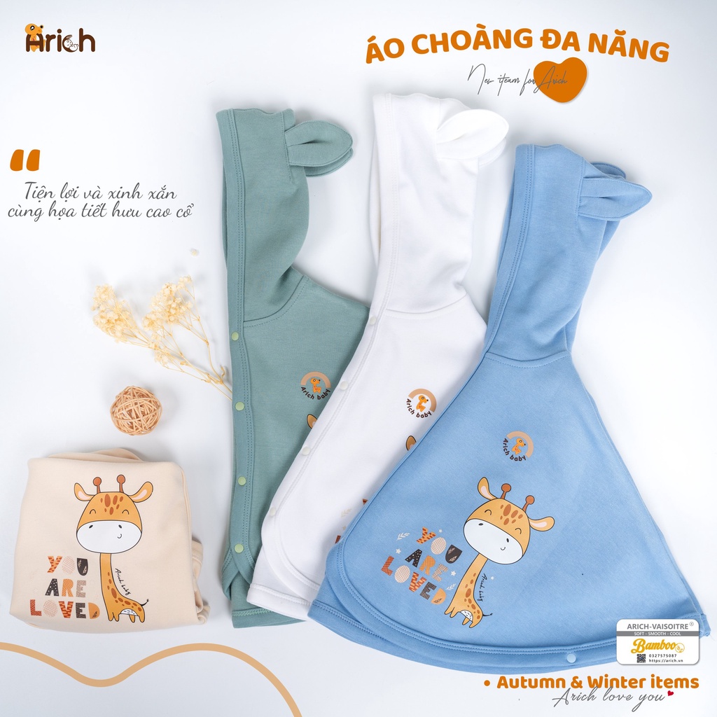 Áo choàng chống nắng Arich (màu trắng cho bé 3-4 tuổi)