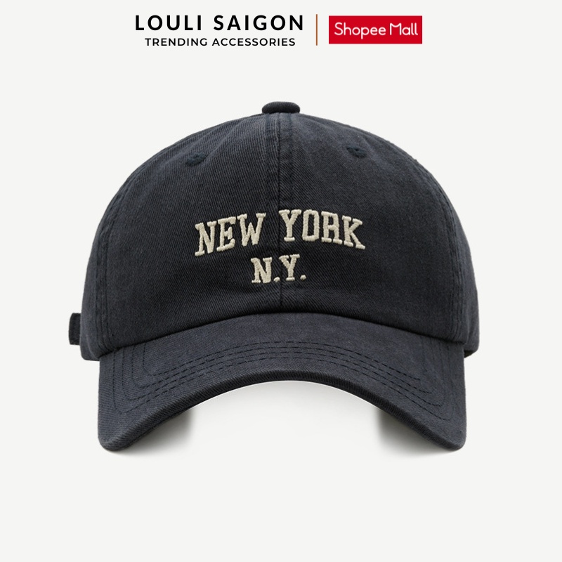 Mũ lưỡi trai nam nữ LOULI SAIGON thêu chữ NEW YORK form mềm chất liệu vải kaki cao cấp