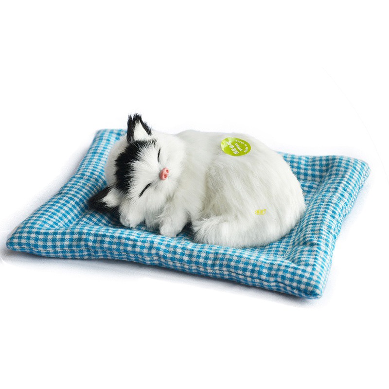 Đồ Chơi Mèo Nhồi Bông Nằm Ngủ Trên Thảm Có Âm Thanh Để Bàn Làm Quà Hoàn Hảo Cho Trẻ Em F2Z8