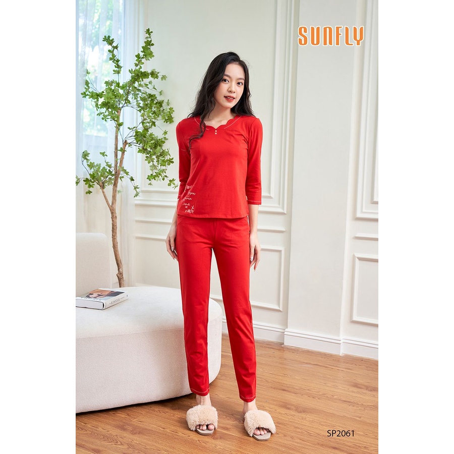 Bộ cotton Sunfly quần dài tay lỡ dành cho người trung tuổi SP2061