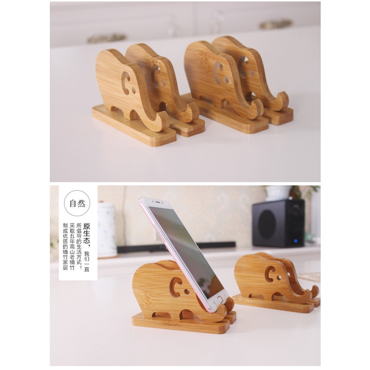 Hàng Mới Về Giá Đỡ Điện Thoại Kiêm Đế Sạc Không Dây Bằng Gỗ Tre Hình Chú Voi Hoạt Hình Sáng Tạo Cho Điện Thoại Di Động