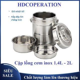 Cặp lồng inox Hàn quốc loại to 2L (Ảnh thật shop tự chụp)