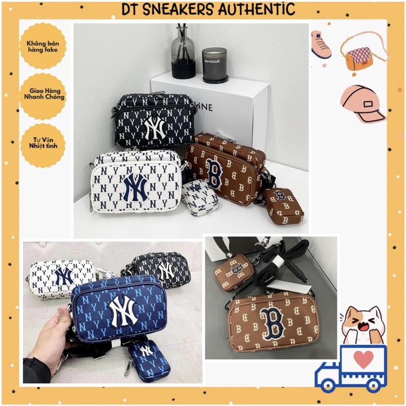 MLB - Túi đeo chéo chữ nhật Monogram Jacquard 32BGDC111-50L cở lớn kèm túi nhỏ