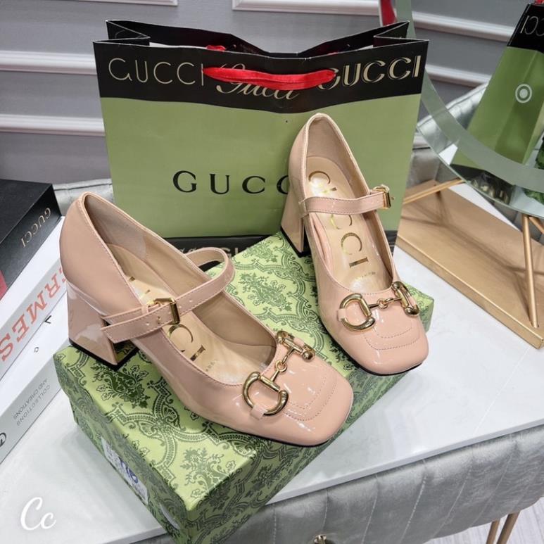 Cao Gót Gucci Quai Ngang Hồng Kem Full Size 35-39  -  By Anh Dinh Phuong