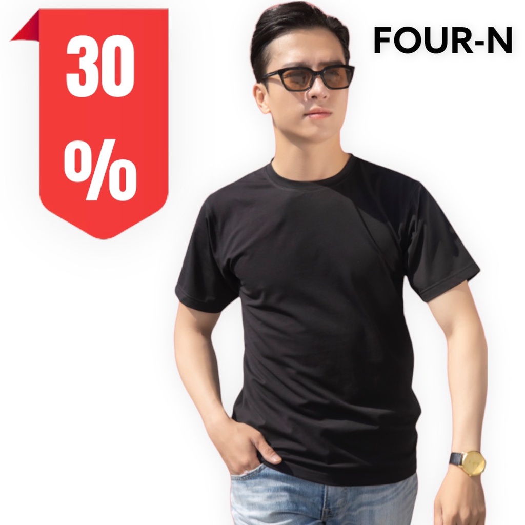Áo thun nam cổ tròn cao cấp thương hiệu FOUR-N chất giãn 4 chiều COTTON 95/5 mát lạnh, nam tính, trẻ trung, thanh lịch