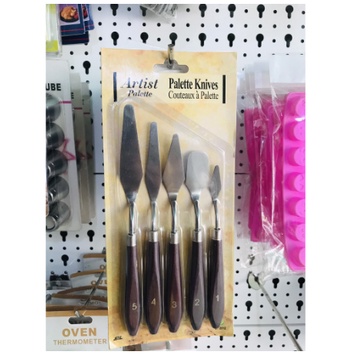 Bộ 5 Dao Chà Láng Bánh Kem mini bằng thép không gỉ, Cán Gỗ