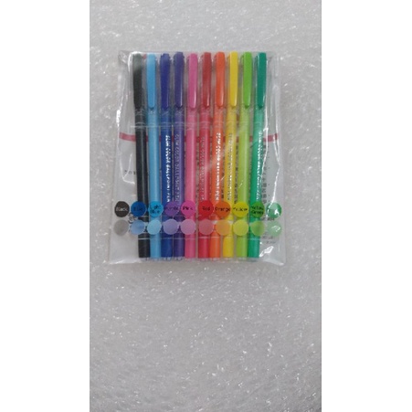 Bút bi Nhật Bản: nét mảnh 10 màu chất lượng