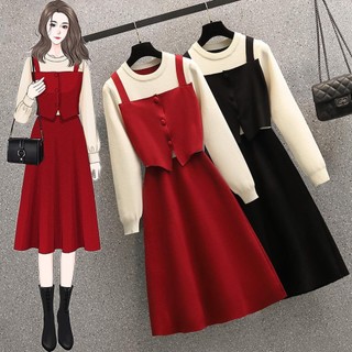 Váy len phối yếm 2 dây Eva Lover chất liệu nhung kết hợp áo thu đông điệu đà thích hợp thời tiết mùa thu