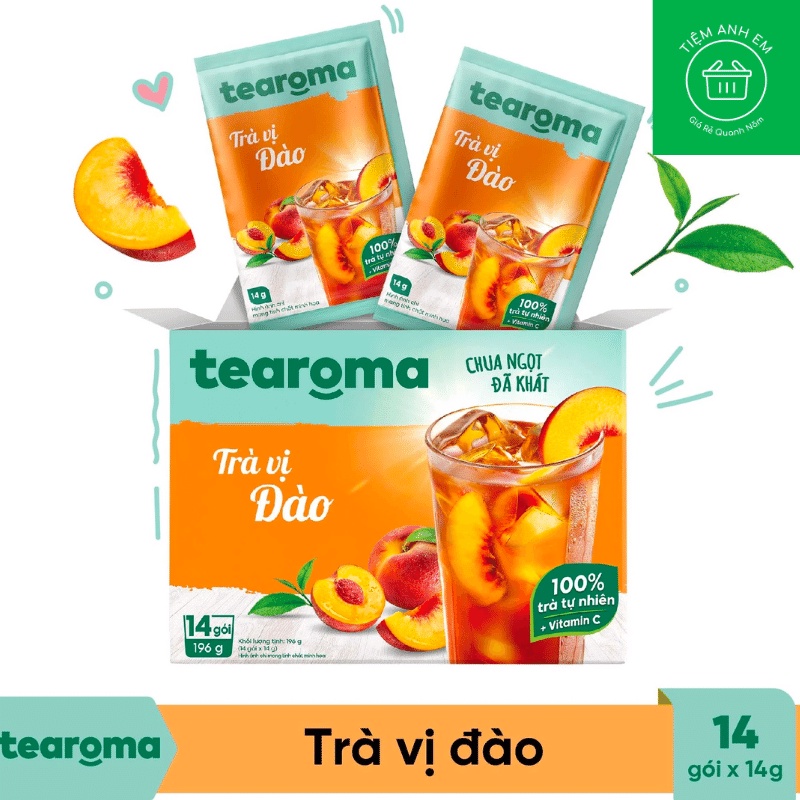 Trà Tearoma Hòa Tan Vị Đào Hộp 196g