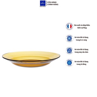 Bộ 6 dĩa D3011D Duralex - lys vàng Amber 23 cm Thủy tinh cường lực cao cấp Pháp [Chính Hãng]