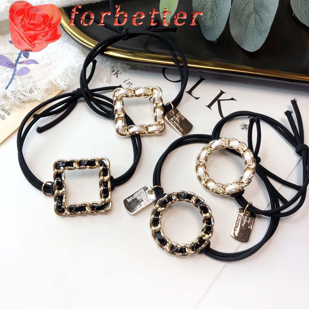 Dây buộc tóc nữ đính hình vuông tròn trái tim xinh xắn