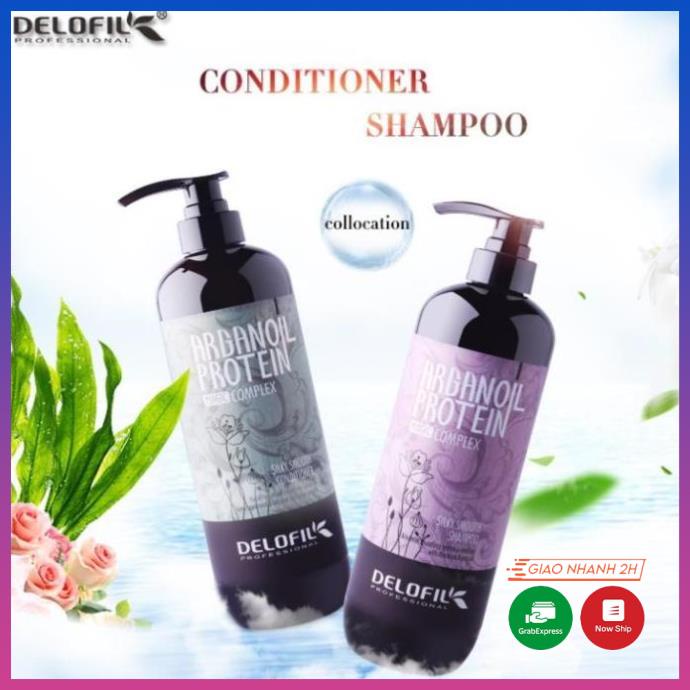 Bộ Dầu Gội Xả Mềm Mượt Chống Gàu Delofil Arganoil Protein 20_shampoo