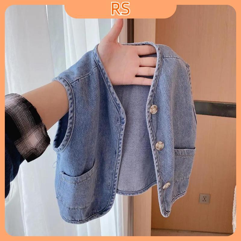 Phong cách hàn quốc không tay của học sinh hàng đầu phù hợp với áo vest trẻ em giản dị