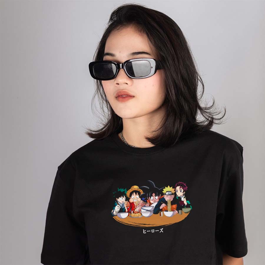 WIBU EMPIRE | Áo Thun Form Rộng Shounen Anime | Luffy, Naruto, Goku, Tanjiro - Áo Phông Unisex Nam Nữ