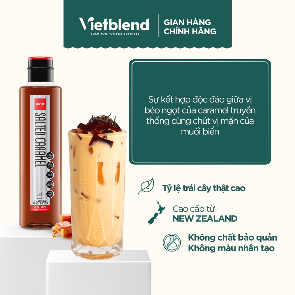 Syrup SHOTT vị Caramel Muối chai 1L