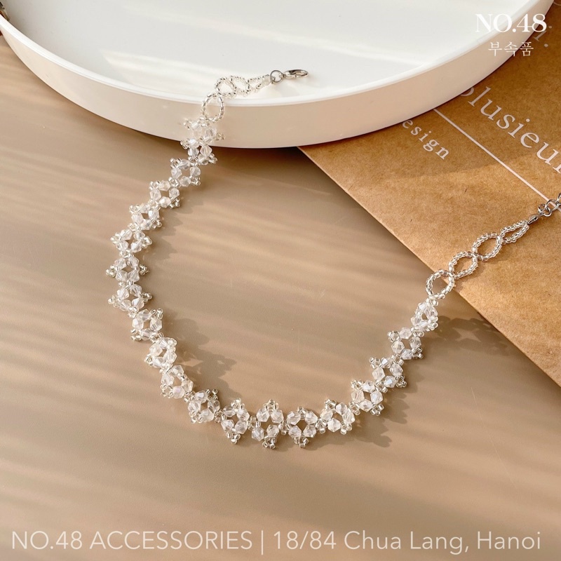Vòng cổ choker pha lê trắng 2866