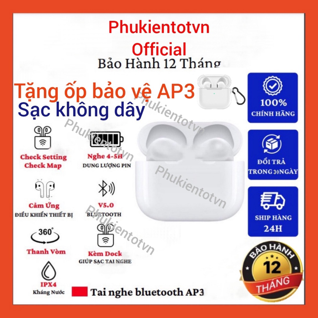 Tai nghe Bluetooth P3-Sạc không dây-Pin trâu-Cảm ứng đa điểm-Đổi tên-Định vị-Kháng nước -Chính hãng iTech- BH 12 tháng