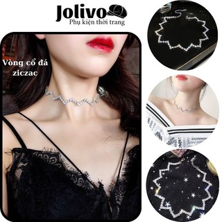 Vòng cổ nữ zic zac vòng choker đính đá nhân tạo thời trang dự tiệc sang trọng khí chất jolivo