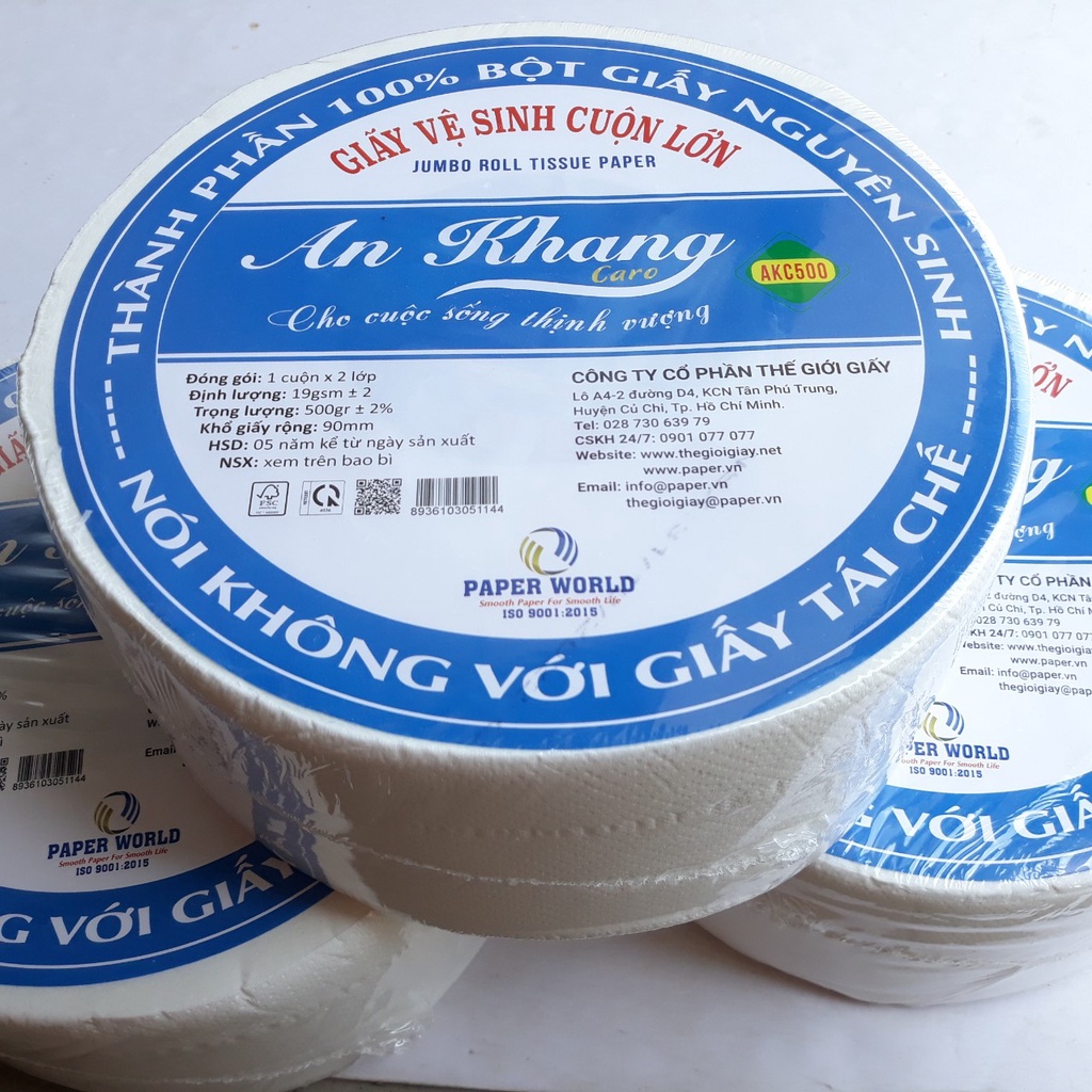 Combo 6 Giấy vệ sinh cuộn lớn An Khang AKC500 giấy vệ sinh tan nhanh trong nước giá rẻ