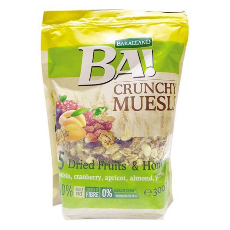 [DATE MỚI] BỘT NGŨ CỐC BA CRUNCHI MUESLI 5 Dried Fruits & Honey 300G (Xanh Lá)