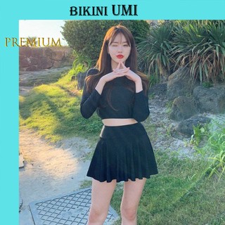 Bikini 2 mảnh váy phối áo tay dài kín đáo-bikini umi