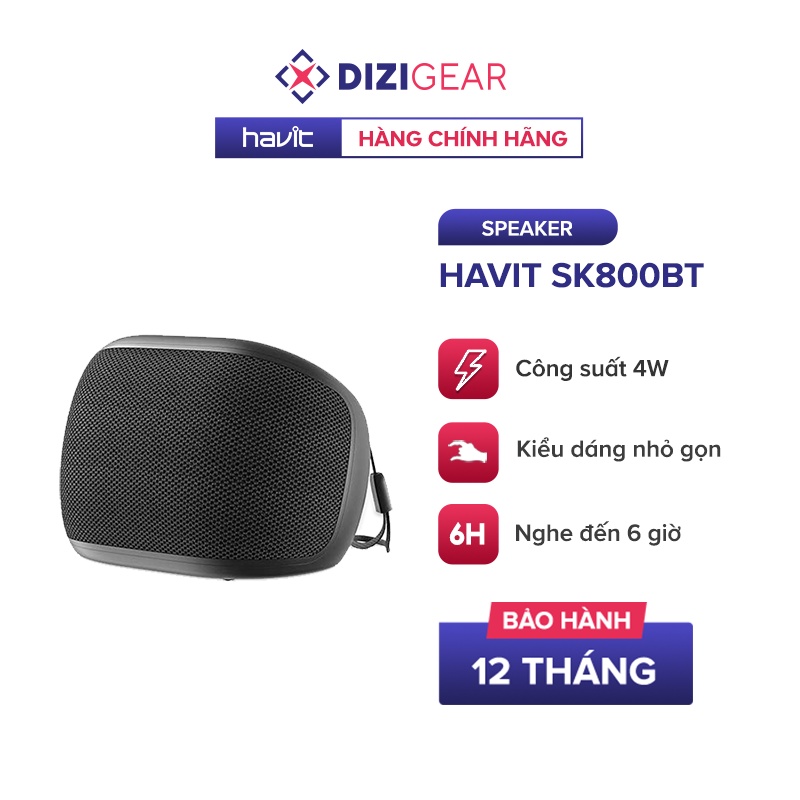 Loa Bluetooth HAVIT SK800BT Thiết Kế Nhỏ Gọn, BT 5.0, Công Suất 4W, Thời Gian Chơi Lên Đến 6h - Chính Hãng BH 12 Tháng