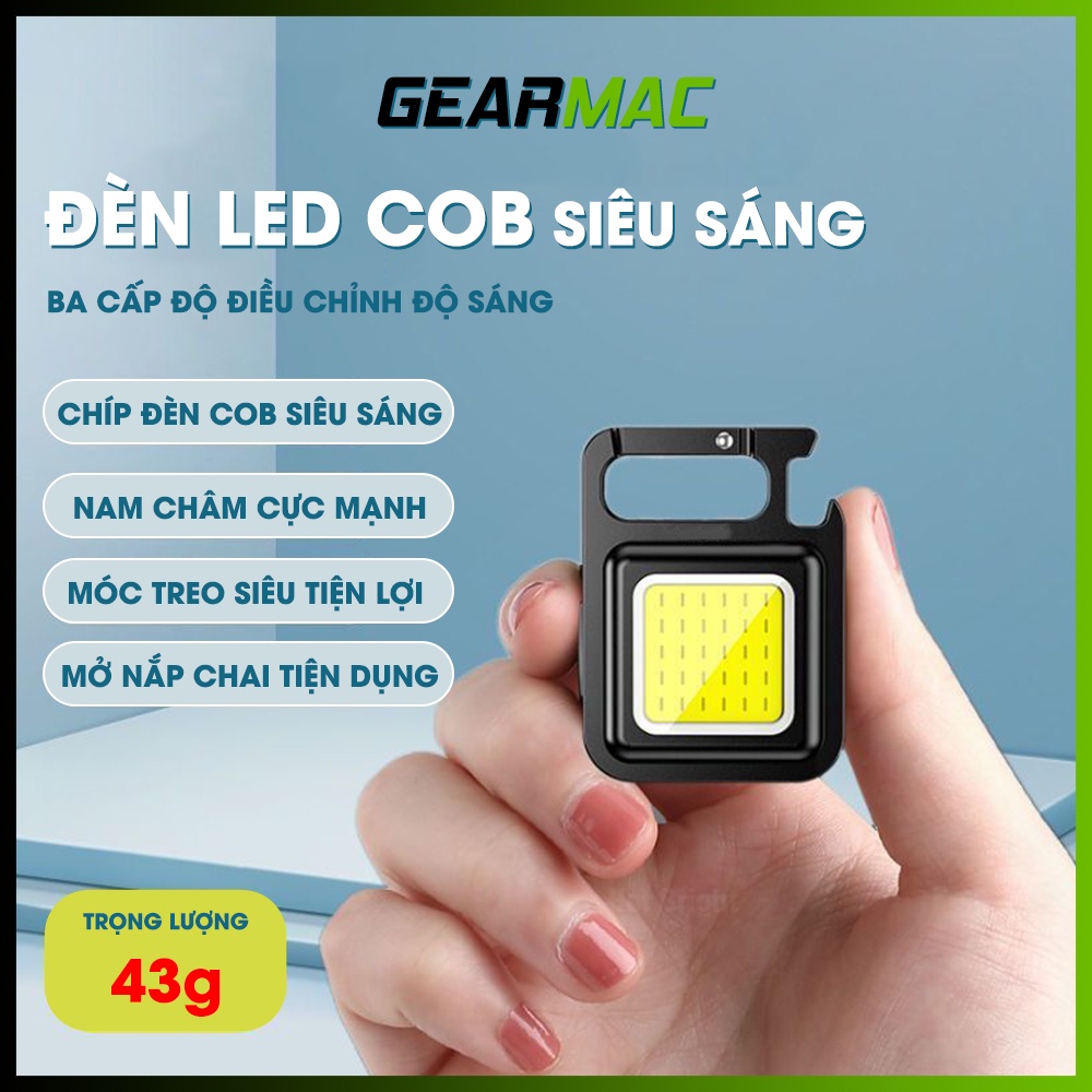 Đèn Pin Led Mini Siêu Sáng COB - Đèn Pin Móc Khóa Dùng Mở Nắp Chai Đa Năng, Tích điện và Nhấp Nháy - Sạc Usb