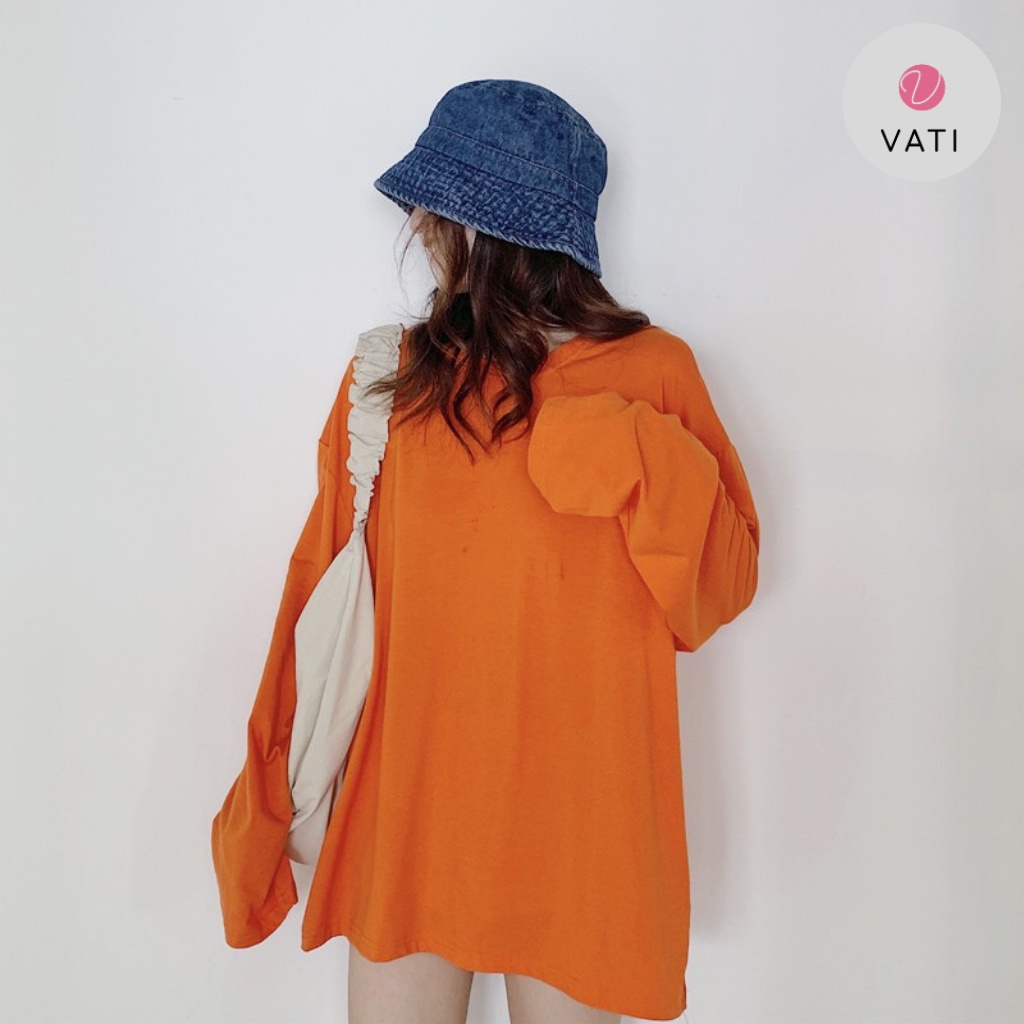 Áo Sweater trơn Unisex Nam Nữ VATI , Áo Thun Dài Tay Freesize 45kg-70kg Form Rộng Sweater Ulzang Hàn QUốc Nhiều Màu