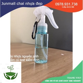Chai xịt khuẩn mini 100ml kèm móc khoá carabiner tiện lợi, chai xịt móc khoá treo xe