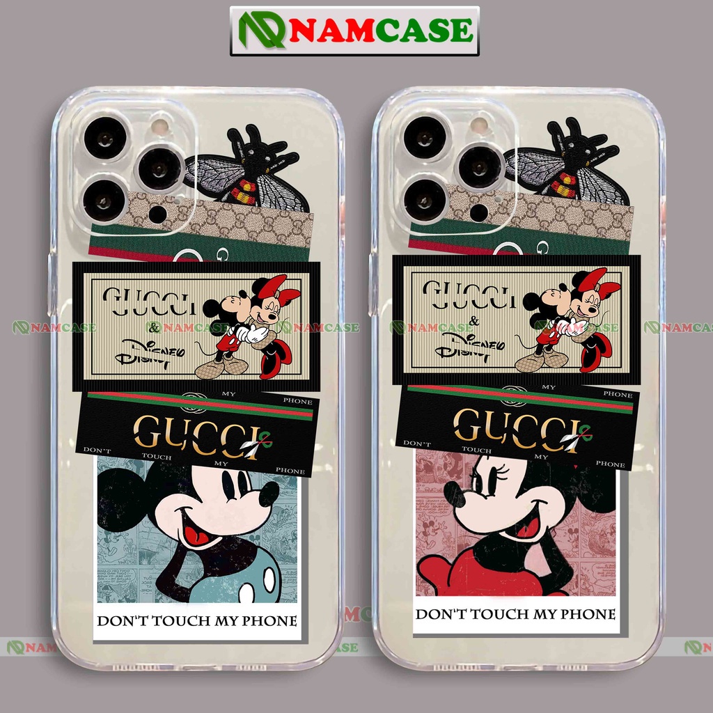 Ốp lưng iPhone gucci mickey chống sốc cạnh vuông Silicon trong suốt dẻo ip 6/6s/7/8/X/XS/11/12/13/14 Pro Plus Max