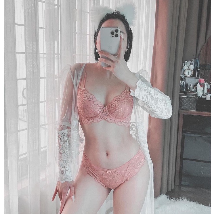Bộ đồ lót ren mềm cao cấp có gọng kèm quần lót ren cực sexy gợi cảm