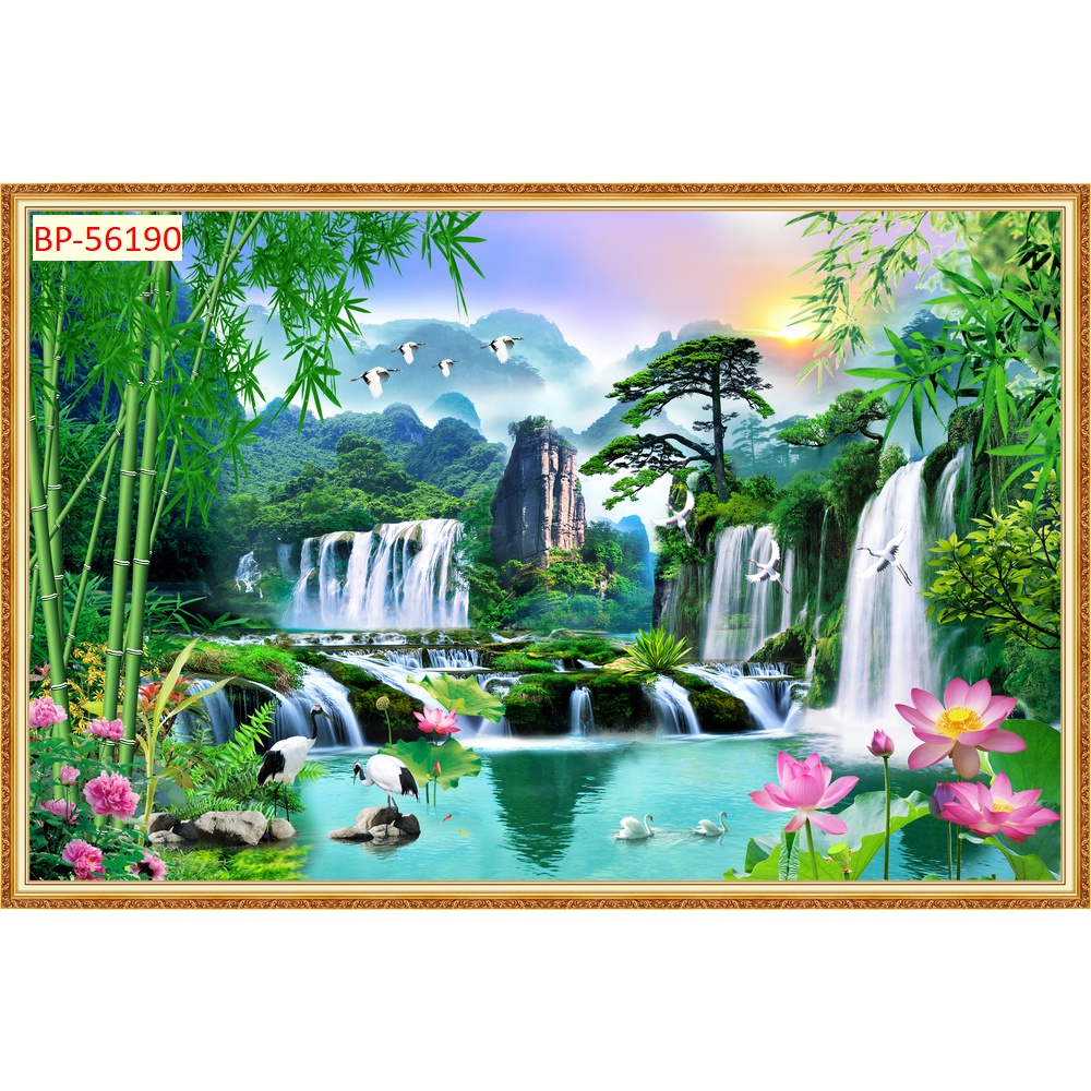 Tranh dán tường 3D SƠN THUỶ hùng vỹ