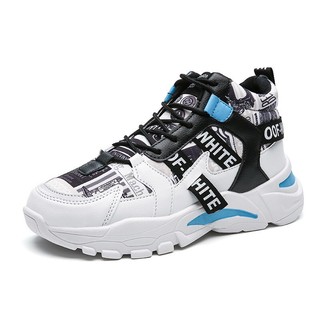 Giày sneaker cổ cao White Off thời trang Hàn Quốc 2022 cho nam.A16