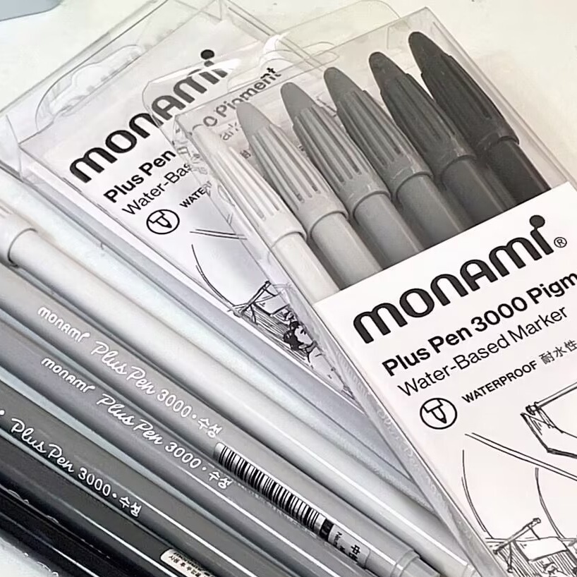 Bút Lông Đánh Dấu Ohaya Monami Plus 3,000 Màu Nước Kèm Móc Tiện Dụng