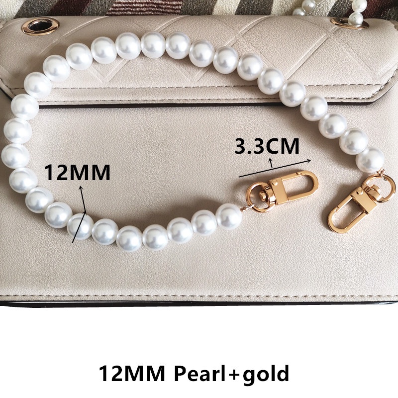 Dây Chuỗi Ngọc Trai 8MM 10MM Màu Trắng Trang Trí Túi Xách Thời Trang Cho Nữ