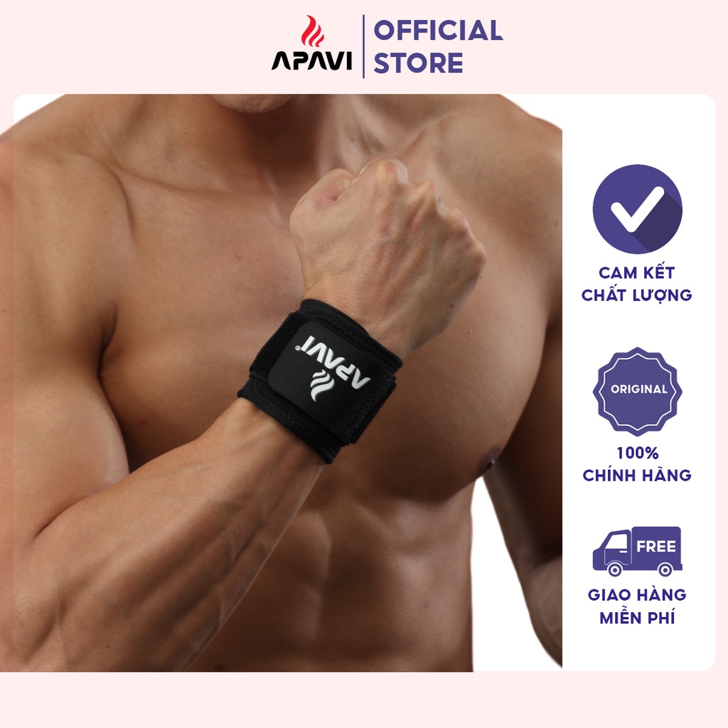 Băng cổ tay Apavi AH-100 vải Lycra thoáng khí, co giãn điều chỉnh được dài ngắn, ôm chặt cổ tay, bảo vệ khớp tay