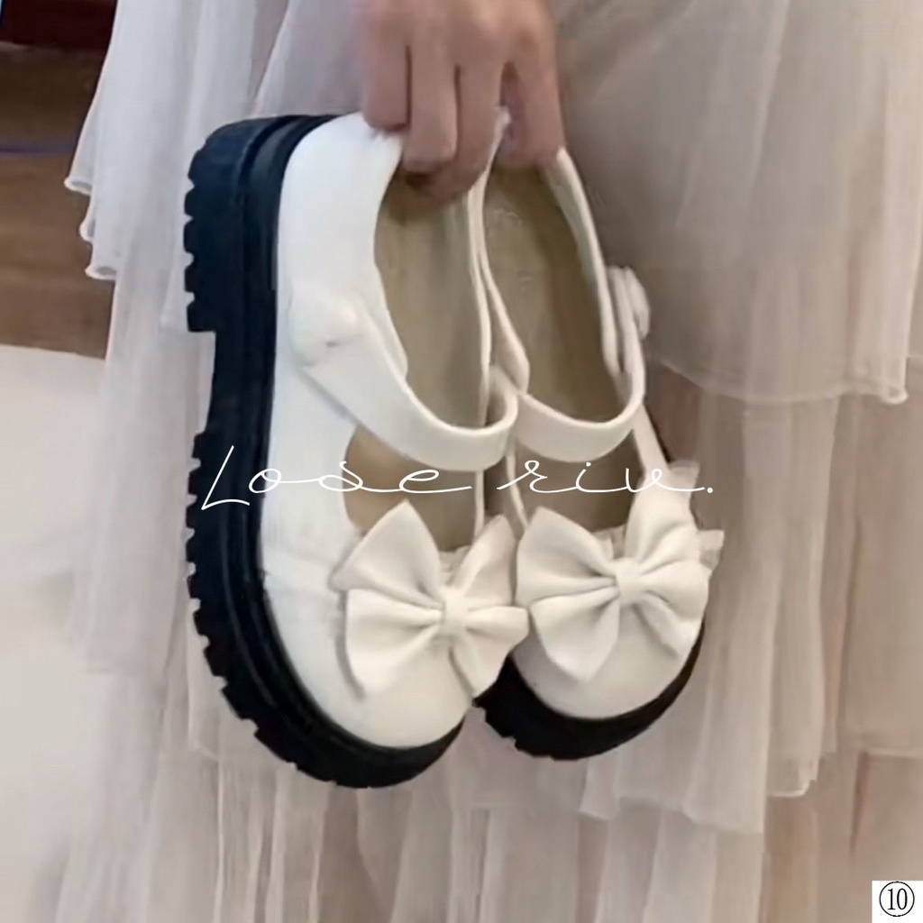 Giày Da Đế Dày Đính Nơ Phong Cách lolita Nhật Bản 2022 Cho Nữ