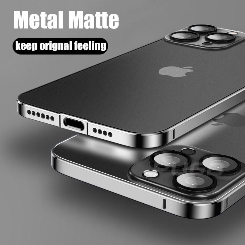 Ốp Điện Thoại PC Cứng Nhám Viền Nhôm Chống Sốc Cho iPhone 14 Plus 13 12 Pro Max 14pro