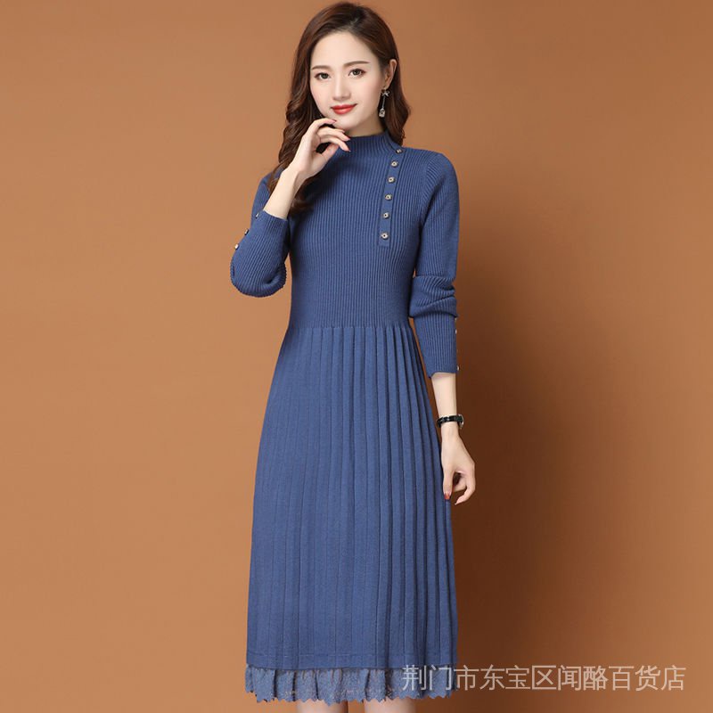 Hàng Có Sẵn Áo Khoác Sweater Dệt Kim Dáng Dài Qua Gối Phối Ren Dày Dặn Phong Cách Mới Thu Đông 2022 OB