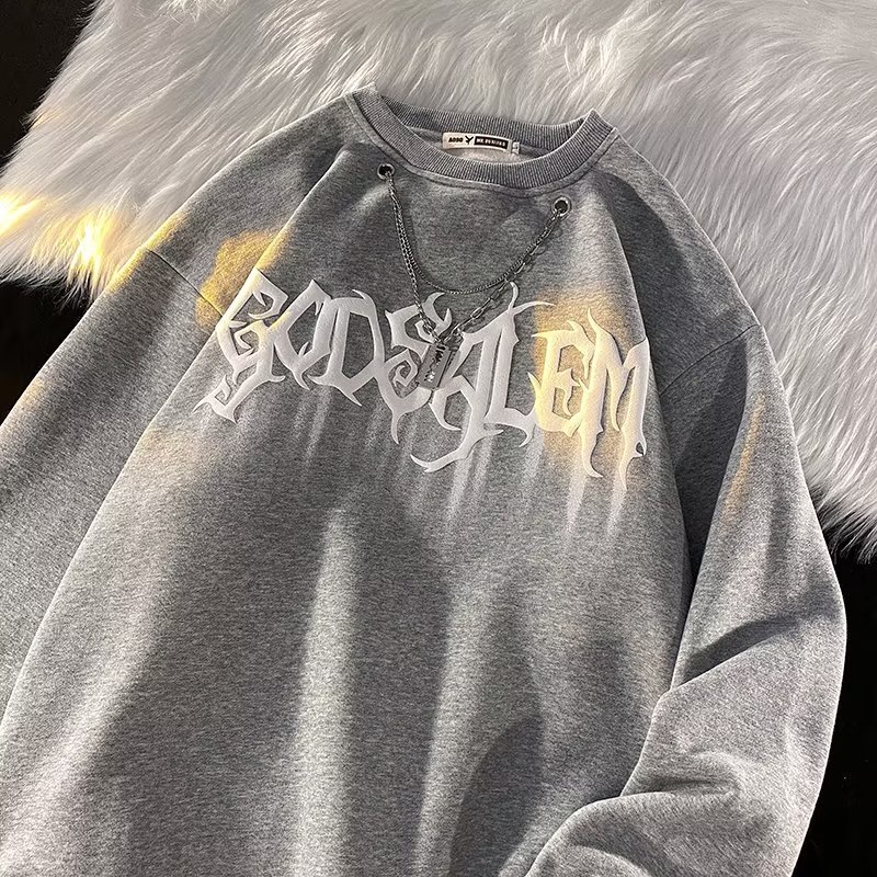 Áo sweater Hiphop Đường Phố Cao In Hoa Đào Có Vòng cổ Phiên Bản Hàn Quốc Thời Trang Mùa Thu Cho Nam 8xl Tăng Kích Thước