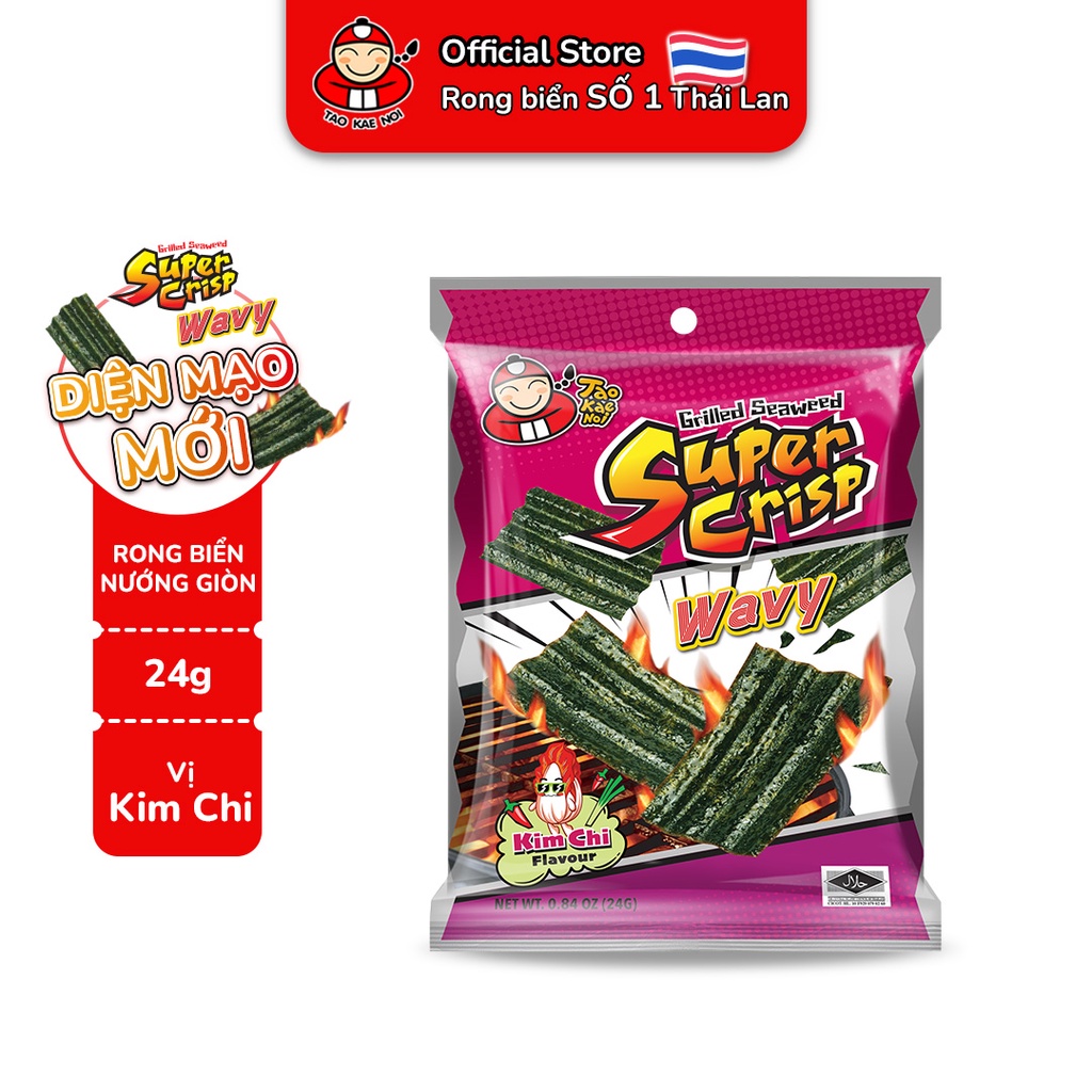 [MUA 1 TẶNG 1 GÓI SC KIM CHI 24G] Snack rong biển TaoKaeNoi SUPER CRISP 24g