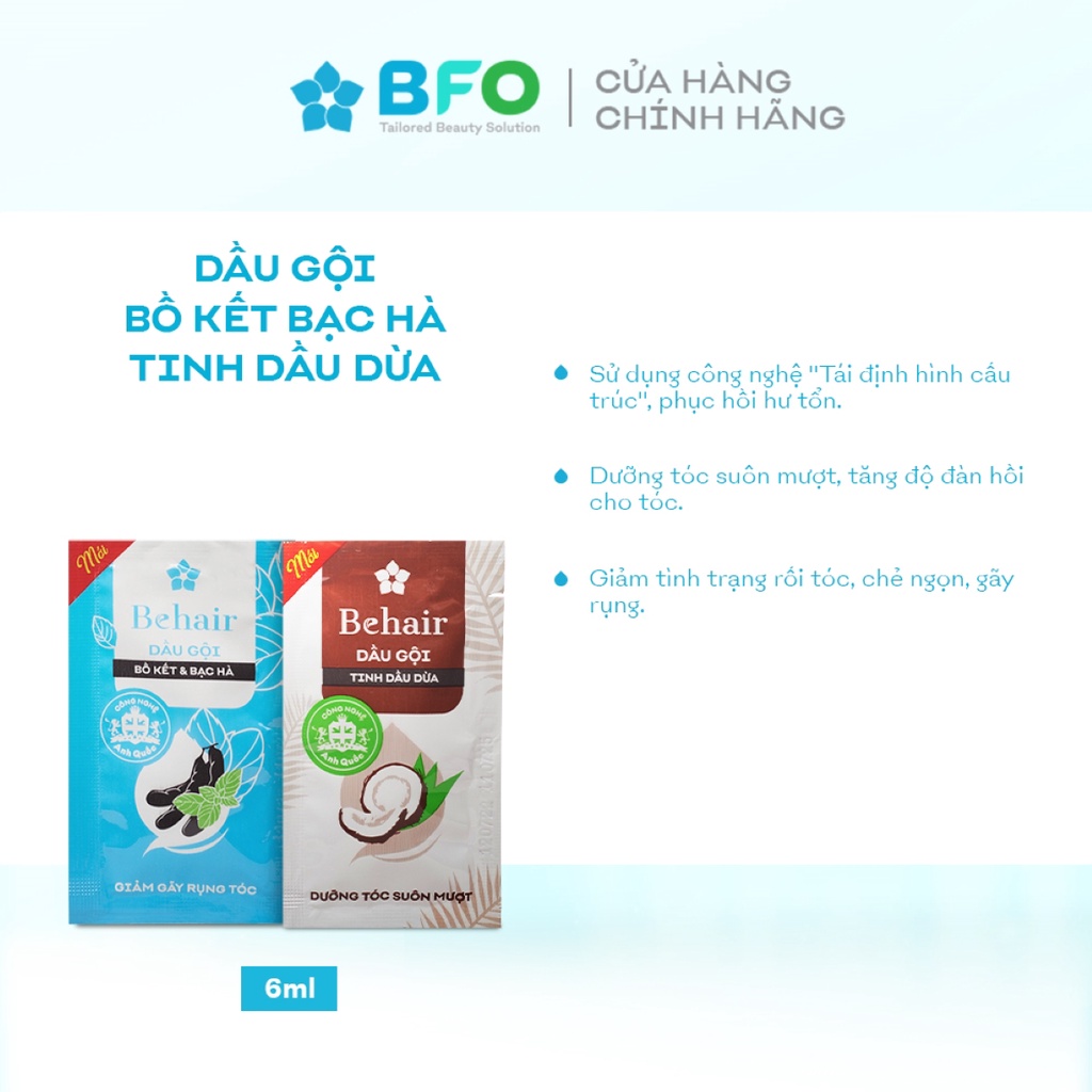 Dây Dầu Gội BFO Tinh Dầu Thiên Nhiên Dung Tích 6ml (12 Túi)