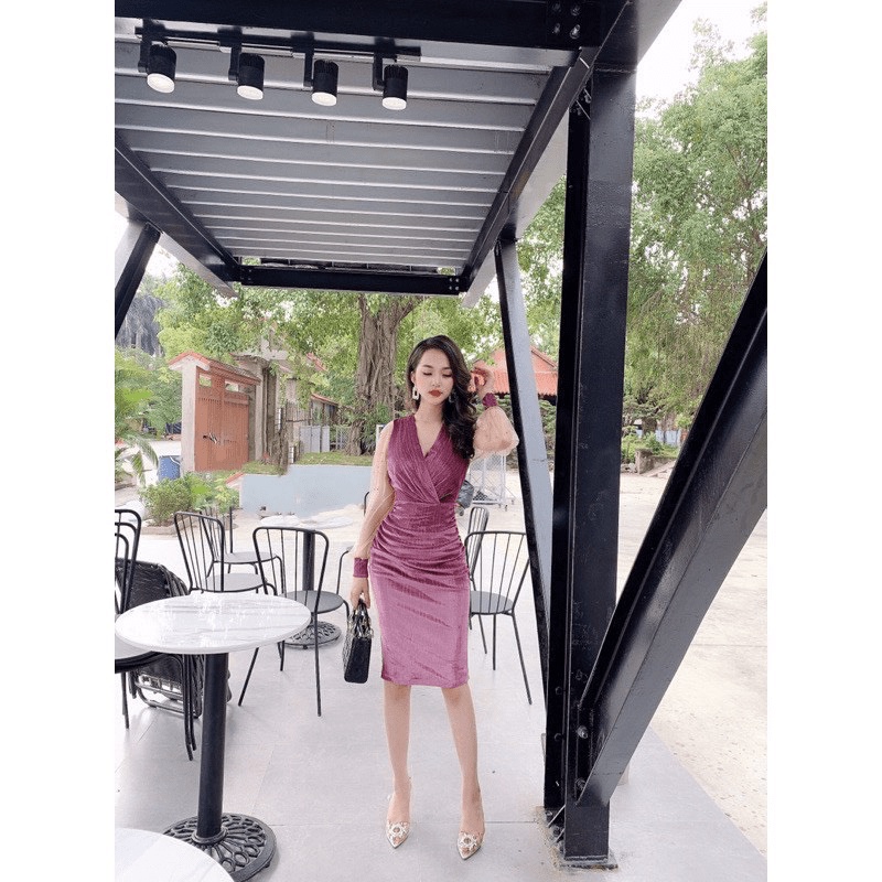 GIÁ RẺ NHƯ CHO | ĐẦM NHUNG TAY DÀI CỰC SEXY MẶC ĐI TIỆC ĐI LÀM ĐỀU ĐƯỢC UP SHOP HHP