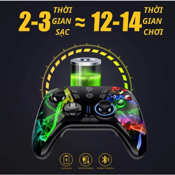 🎁TẶNG DÂY SẠC🎁Tay cầm chơi game EASY SMX 9110 - LED Bluetooth,Wireless chơi game FO4|PES2022|Genshin Impact|