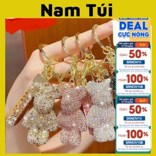 Móc khoá gấu đính đá phụ kiện siêu dễ thương