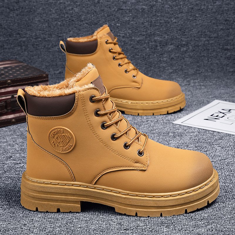 Giày boots da INICHI G1109 da lộn cổ cao màu đen