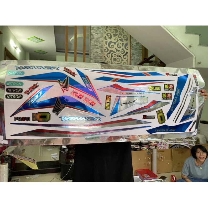 FREE SHIP + SALE SỐC +DECAL PVC 5 LỚP CHẤT LƯỢNG CAO Tem rời Winner 150 mẫu zin trắng xanh crom cao cấp