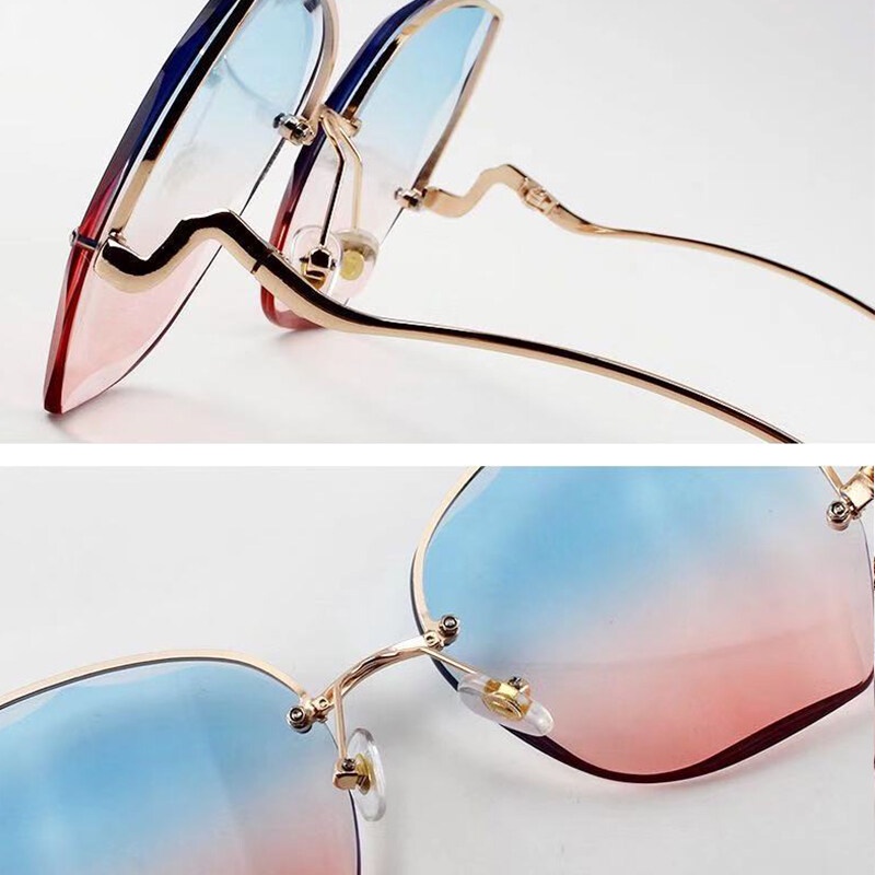 Kính Chống Nắng Không Vành Họa Tiết Hoa Bướm Màu Gradient Phong Cách Âu Mỹ Thời Trang Cho Nữ