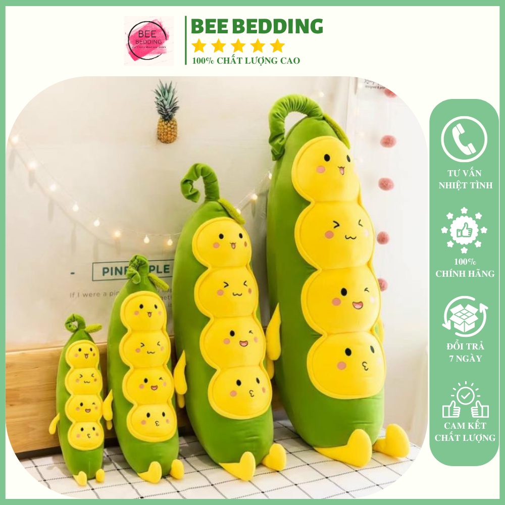 Gấu Bông Sâu Đậu, Gối Ôm Hình Thú Nhồi Bông Cho Bé Sâu Bông Cao Cấp Bông Gòn 100% 3d - Siêu Mềm Mịn 70cm - 1m2